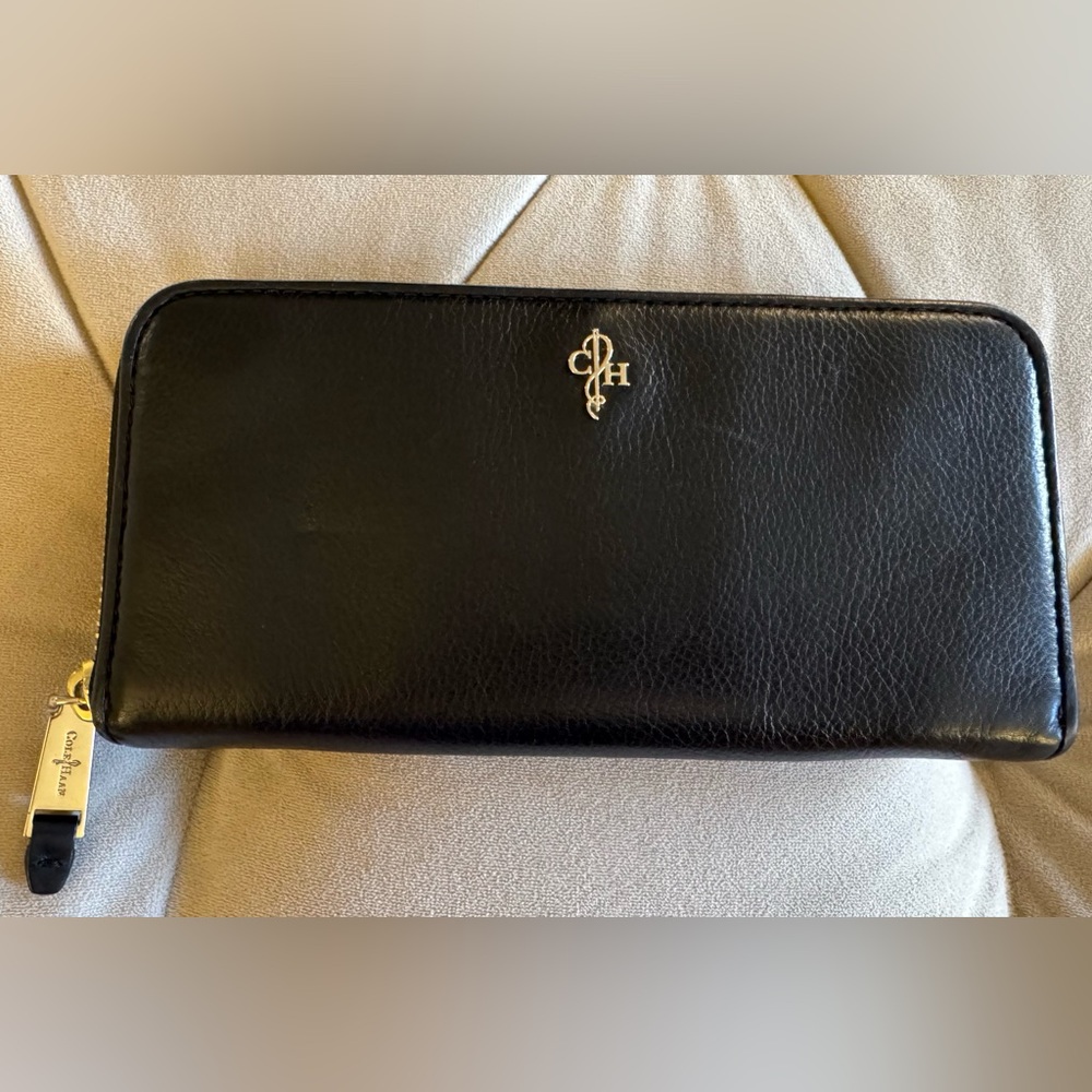 Cole Haan black leather zip wallet